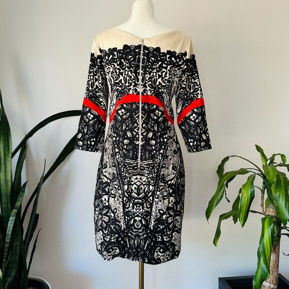 Prabal Gurung Lace Print Fall 2011 dress 8 Sarah Jessica Parker black/cream/red - Picture 5 of 16